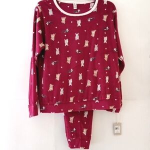 ELLEN DEGENERES LOVE BURGUNDY LONG SLEEVE TOP & PANTS PAJAMA SET SIZE SMALL NWT